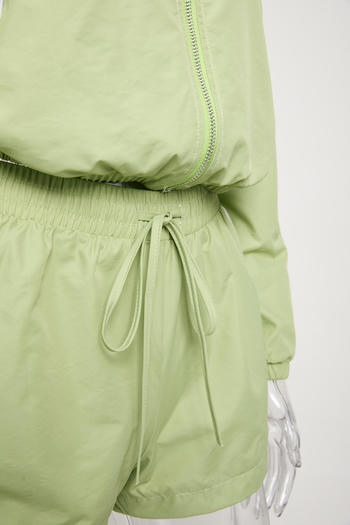 Casual plus size non-stretch striped zip-up top and shorts set new add color