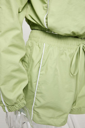 Casual plus size non-stretch striped zip-up top and shorts set new add color