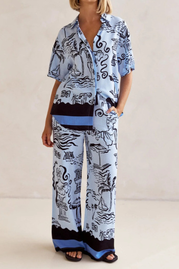 casual non-stretch contrast color batch printing pants sets