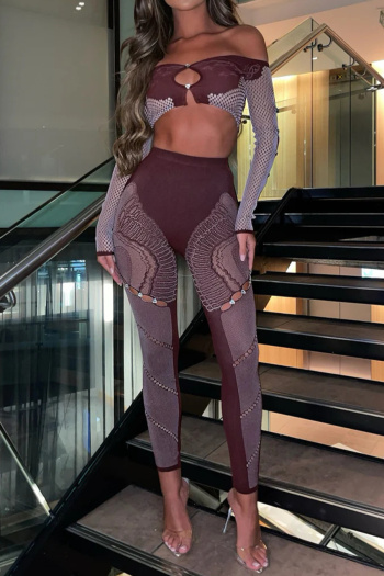 sexy high stretch hollow one-shoulder leggings set