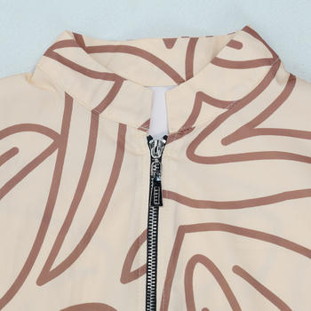 Casual plus size non-stretch zip-up drawstring batch printing pants set #2