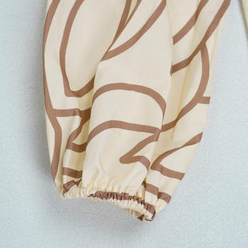 Casual plus size non-stretch zip-up drawstring batch printing pants set #2