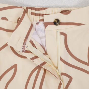 Casual plus size non-stretch zip-up drawstring batch printing pants set #2