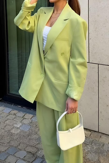 casual non-stretch solid color suit collar loose pants sets