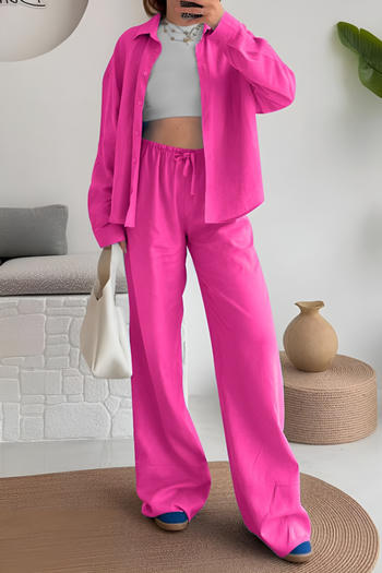 casual plus size non-stretch 4 colors blouse & drawstring pants set(no vest)