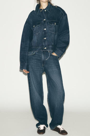 casual non-stretch denim lapel loose pants sets