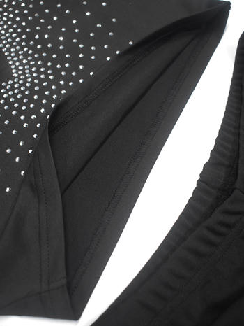 Casual plus size stretch rhinestone crop vest pleated high waist pants set