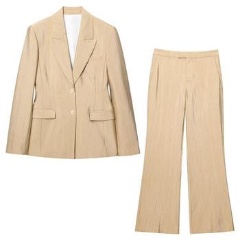 casual new non-stretch solid color loose blazer straight-leg pants set