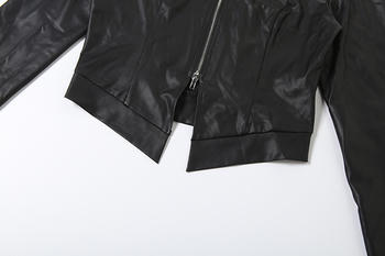 Stylish slight stretch solid colour zip-up jacket & shorts set