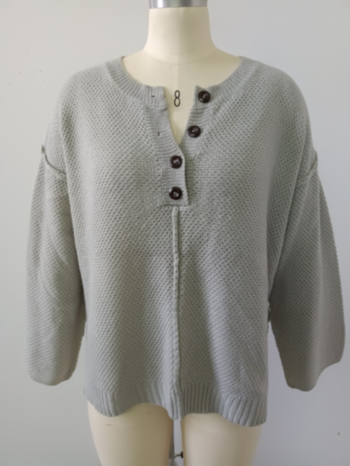 Autumn new solid color stretch buttons stylish casual knits