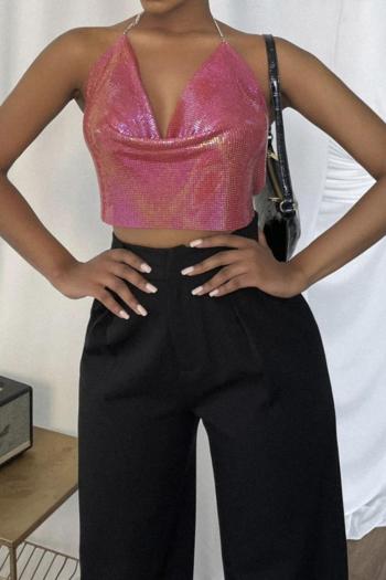 sexy summer multicolor batch printing new stylish metal halter neck top (suitable for xs-l) #1#