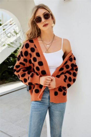 winter new two colors dots knitted stretch stylish cardigan sweater