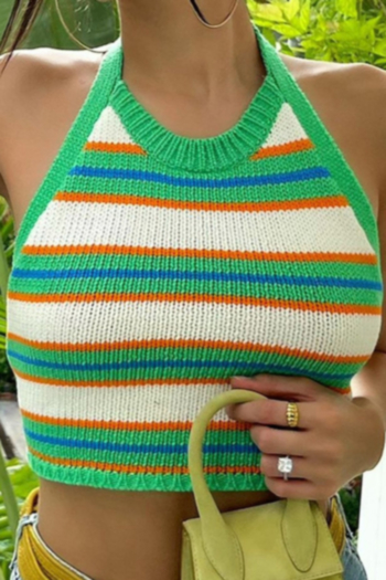 Summer new style halter-neck bandage knitted batch printing elastic sexy vest 