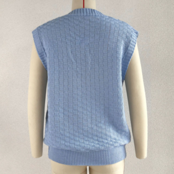 Autumn new solid color acrylic fabric knitted stretch V-neck stylish thin vest