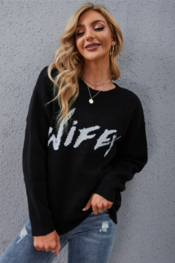 Winter new letter printing stretch knitted stylish casual sweater