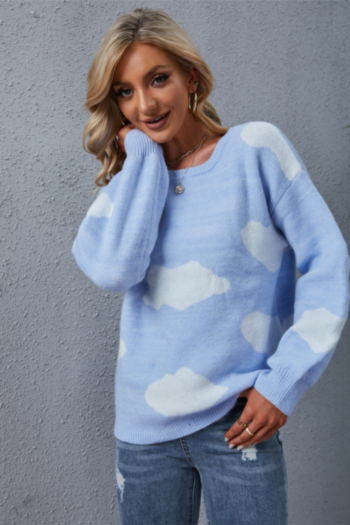 Winter new stretch knitted clouds pattern stylish sweater