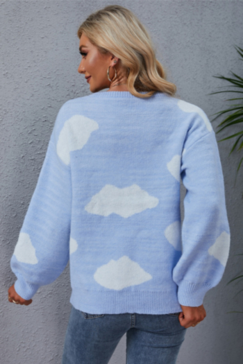 Winter new stretch knitted clouds pattern stylish sweater