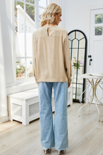 Autumn new inelastic rayon fabric pleated stylish minimalist tops