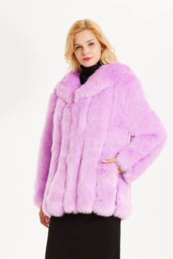 plus size s-4xl winter solid color new stylish inelastic fur jacket