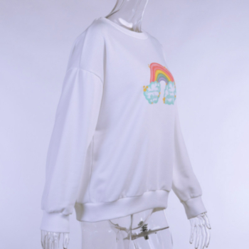 Autumn round collar long sleeves printing cotton casual sweatshirt