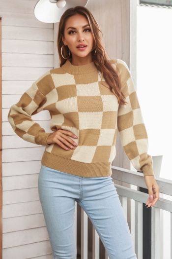 winter four colors lattice knitted stretch casual minimalist sweater