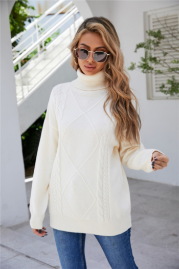 winter new solid color knitted stretch high-neck stylish casual sweater
