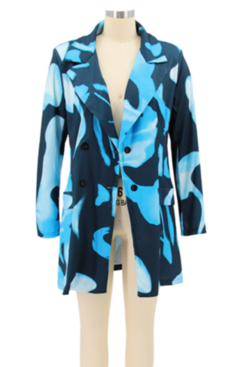 Autumn new plus size three colors tie-dye inelastic stylish blazer 