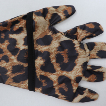 Autumn high-neck long sleeve leopard batch printing  connected face-cover gloves tight top