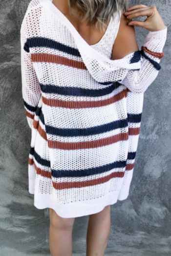 Autumn new striped knitted stretch stylish minimalist cardigan