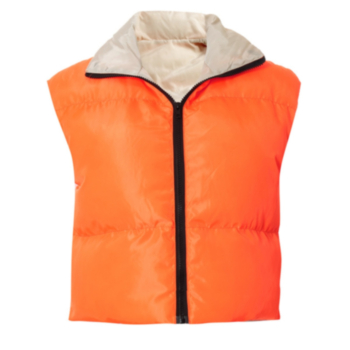 Winter sleeveless solid color contrast color two wear zip-up keep warm puffer vest