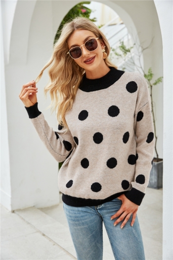 winter new five colors big dots knitted stretch stylish minimalist sweater