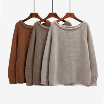 Winter three colors knitted stretch casual minimalist sweater