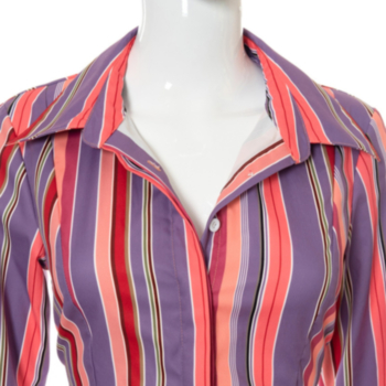 Early autumn long sleeve cutout single breasted inelastic stripe batch printing backless bandage irregular shirt