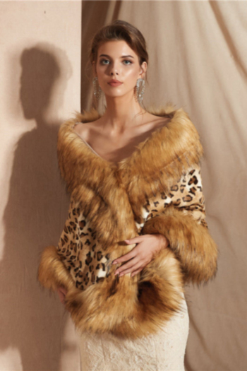winter leopard batch printing stitching artificial fur casual cloak