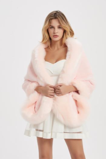 winter solid color artificial fur 3 colors casual cloak