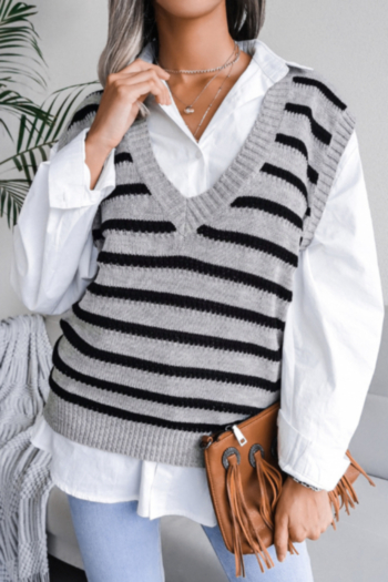 three colors new style v-neck autumn streak casual knitted sweater vest