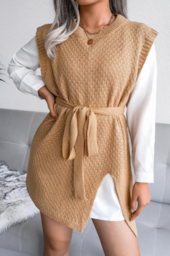 five colors solid color autumn new stylish stretch knitting sweater vest (with belt, without lining dress)