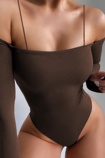 Autumn new solid color stretch sling off-shoulder stylish sexy bodysuit