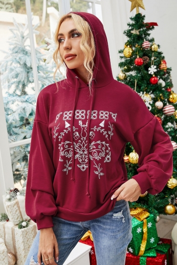 christmas printing autumn new stylish loose micro-elastic casual hoodie