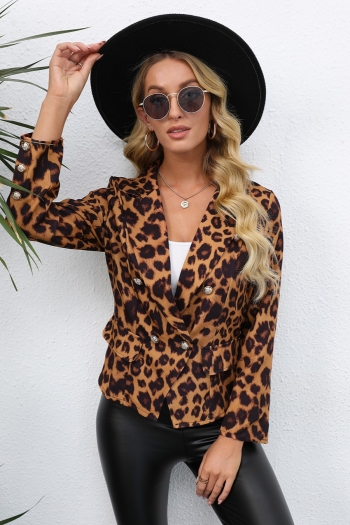 winter new plus size leopard printing inelastic one button stylish office lady blazer