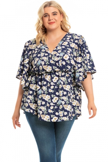 XL-5XL plus size spring new stylish simple batch printing inelastic loose casual top