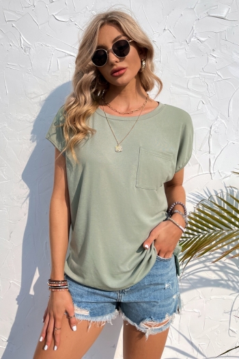summer solid color stretch pocket stylish all-match t-shirt
