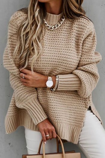 winter plus size solid color knitted stretch casual stylish sweater