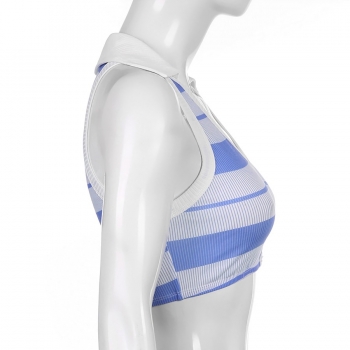 Summer new stylish striped batch printing stretch sleeveless slim single breasted sexy vest