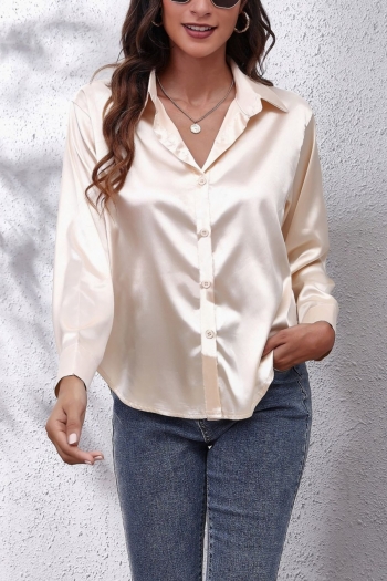 s-2xl spring plus size 8 colors solid color satin inelastic stylish blouse