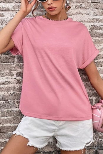 summer new stylish 4 colors solid color stretch round neck short sleeves casual t-shirt