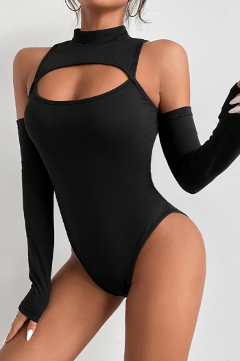 spring & summer new solid color stretch hollow slim stylish sexy bodysuit