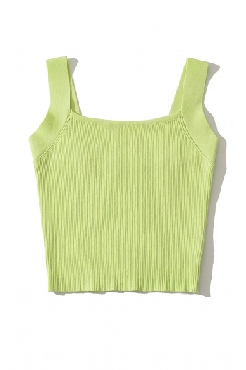 summer new 4 colors solid color knitted high stretch sling stylish all-match crop tank top