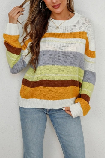winter new 4 colors stripe knitted high stretch casual stylish loose sweater
