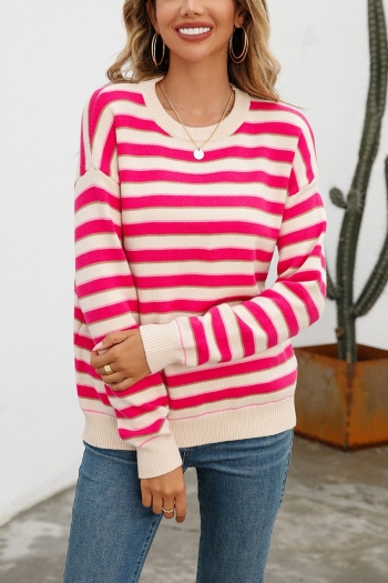 winter new two colors stripe knitted high stretch stylish minimalist sweater